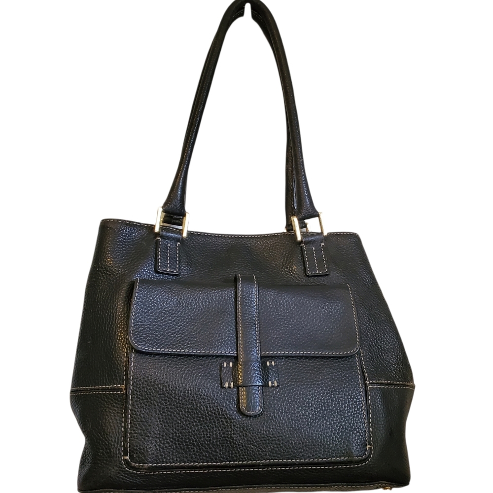 J. McLaughlin Black Pebble Leather Shoulder Bag